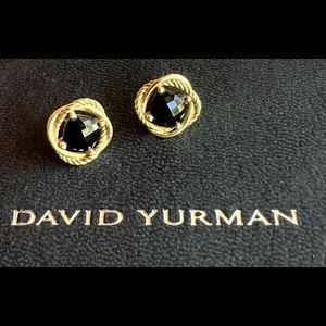 David Yurman 18k gold back onyx infinity stud earrings